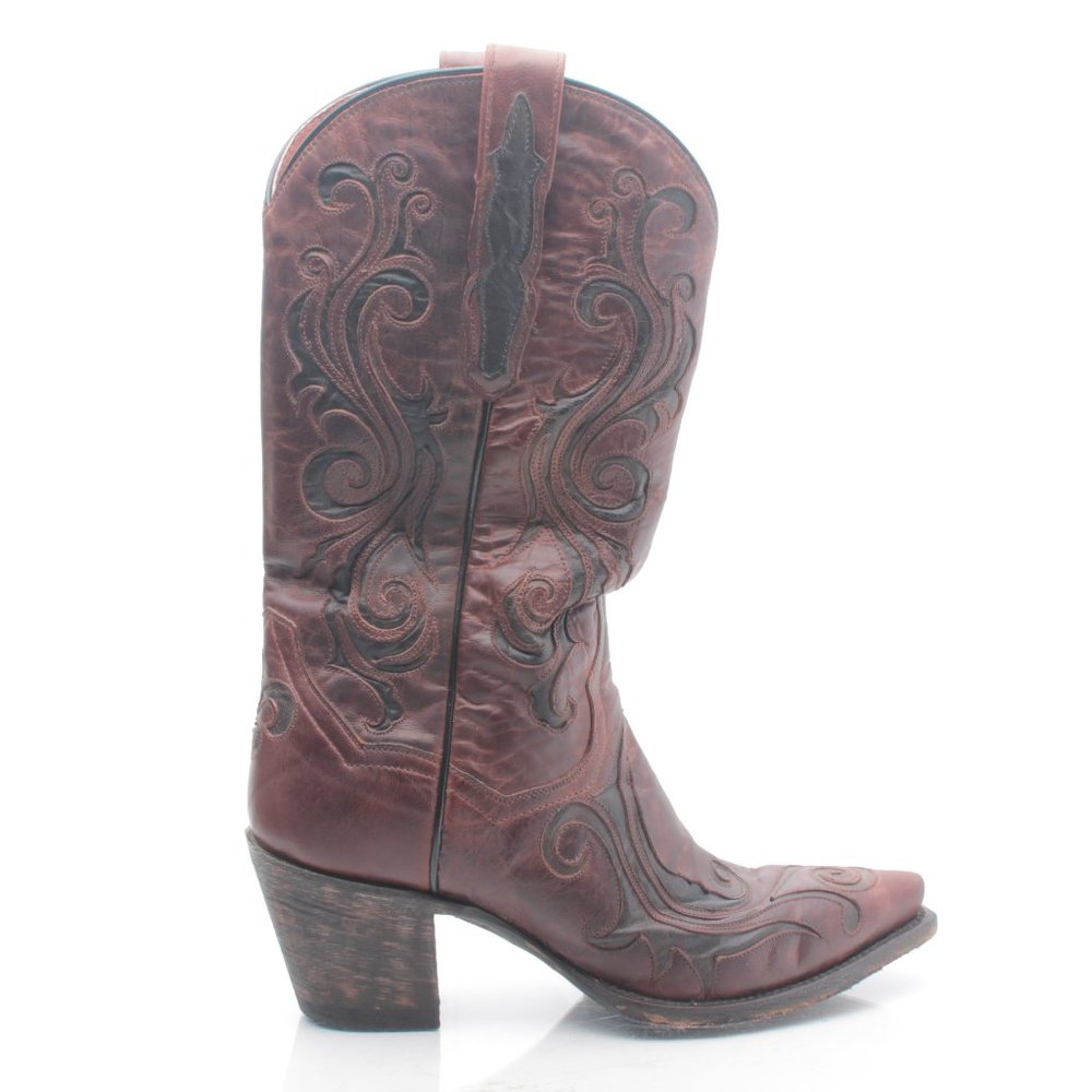 - Dan Post Cowgirl Western Rodeo Boots 12" Decorative Inlay Size Women's 7…
